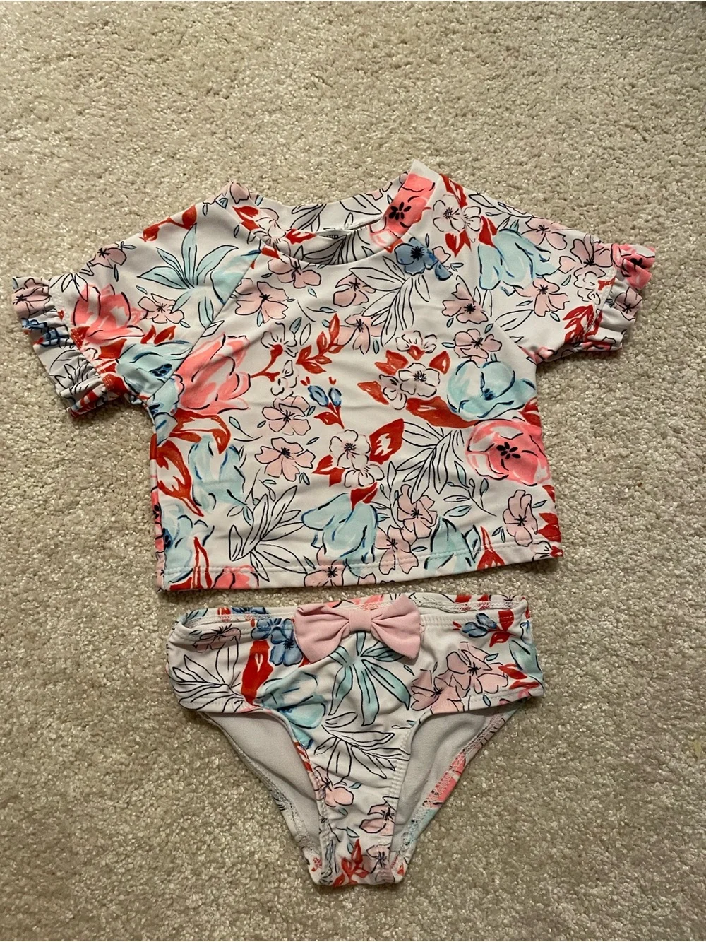 Girls Floral Rash Guard Swim Set